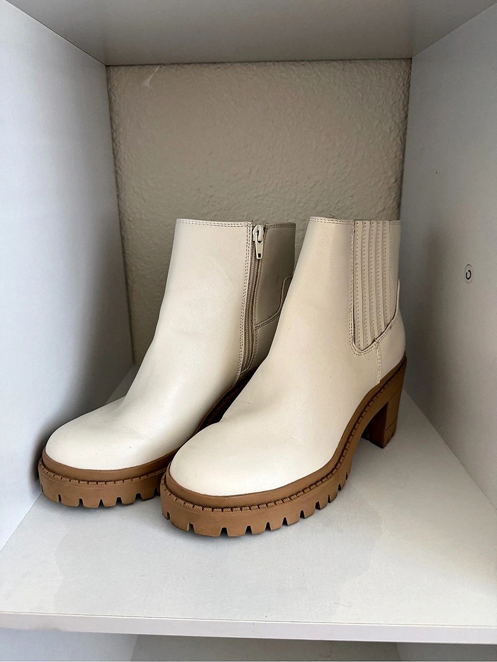 Cream Lug Sole Ankle Boots Like New